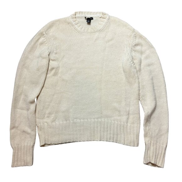 Club Monaco Yellow Cream Wool Knit Sweater Size Large Minimalist Cozy Classic - Picture 5 of 5